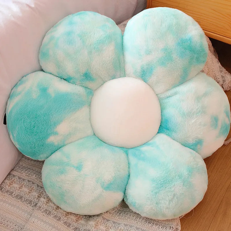 ふわふわ タイダイ柄 花形クッション