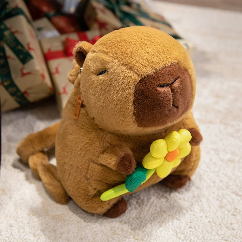 カピバラ ぬいぐるみ ふわふわ ショルダーバッグ みかん付き