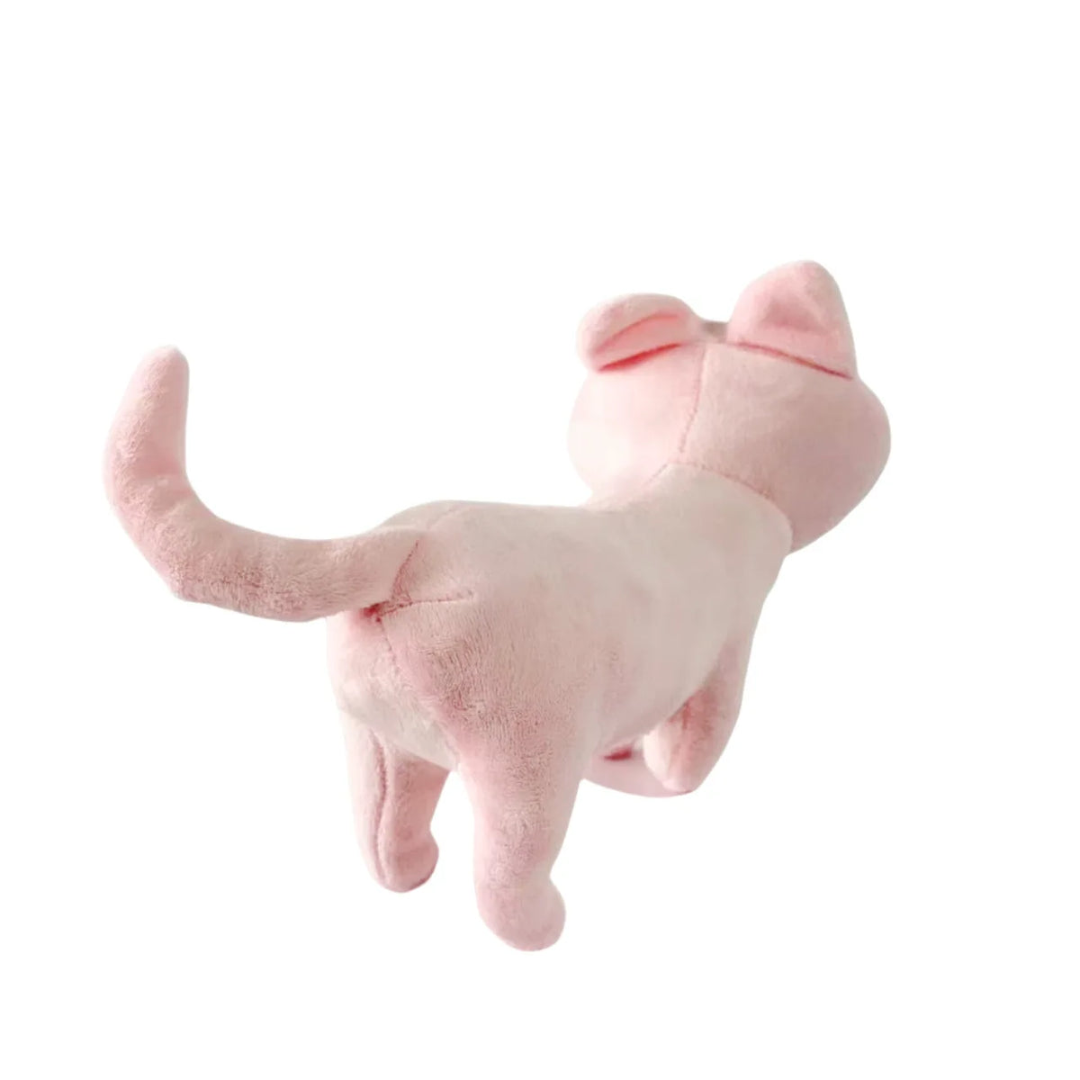 パステルピンクの困り顔猫ぬいぐるみ