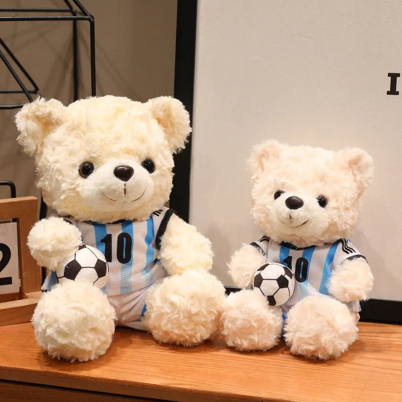 クリーム色のサッカー ドイツ代表 ユニフォーム テディベア ボール付き