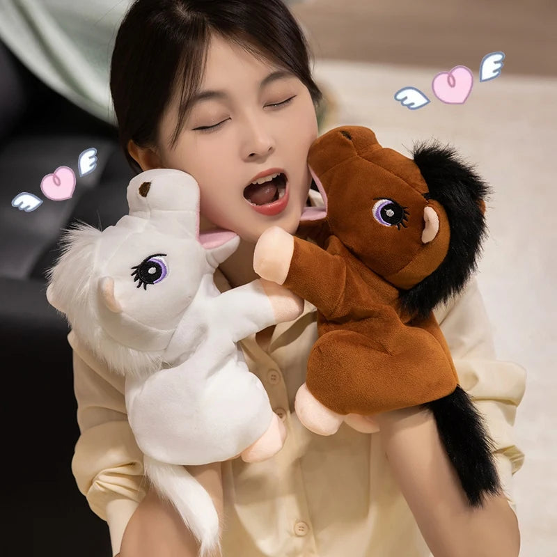 ふわふわ 馬 と ポニー の ぬいぐるみ ハンドパペット