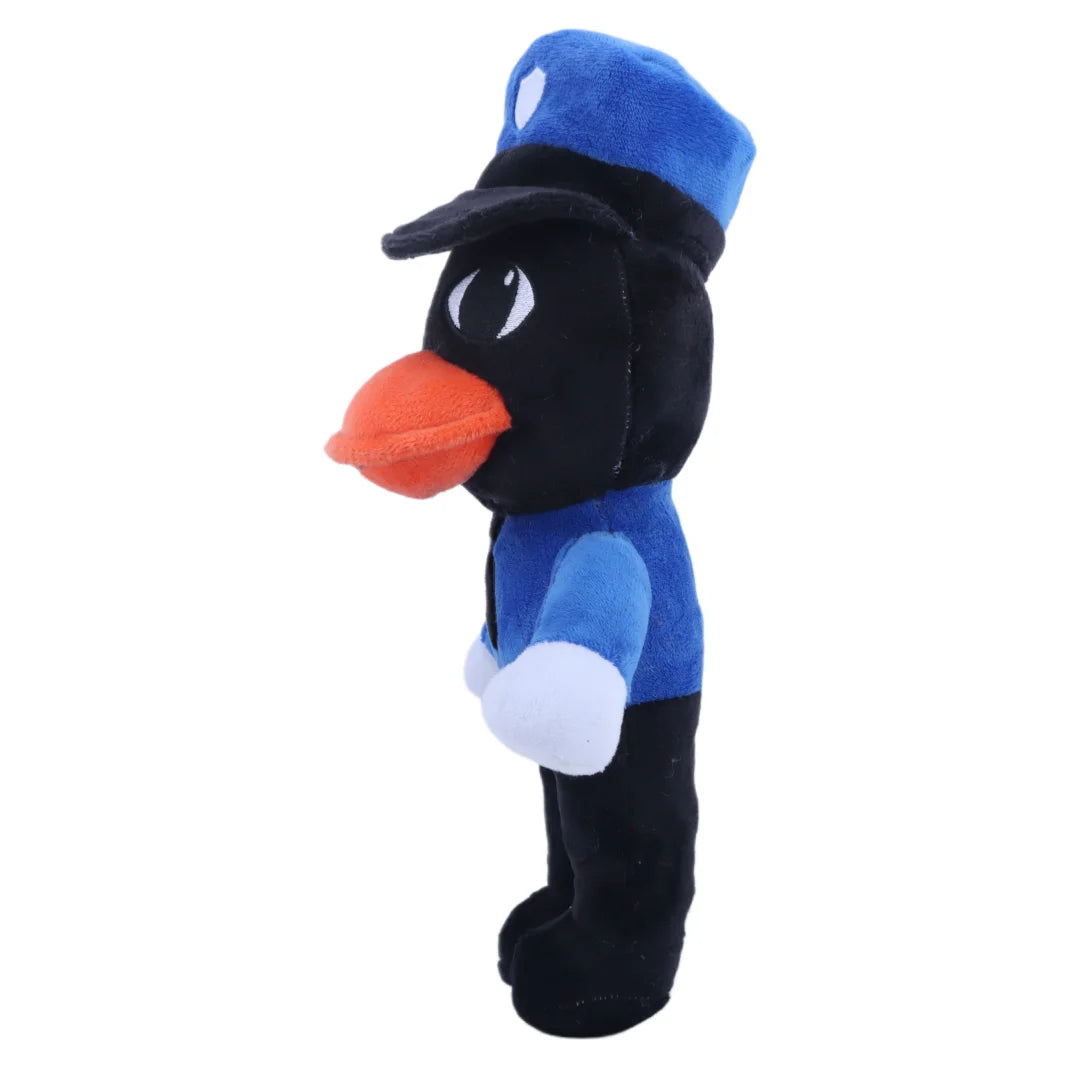 警官服の黒いアヒル キャラクターぬいぐるみ