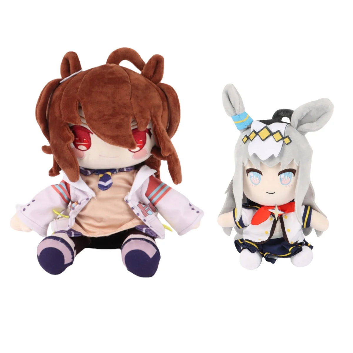 可愛い耳付きセーラー服とコートのアニメ風ぬいぐるみ2種セット