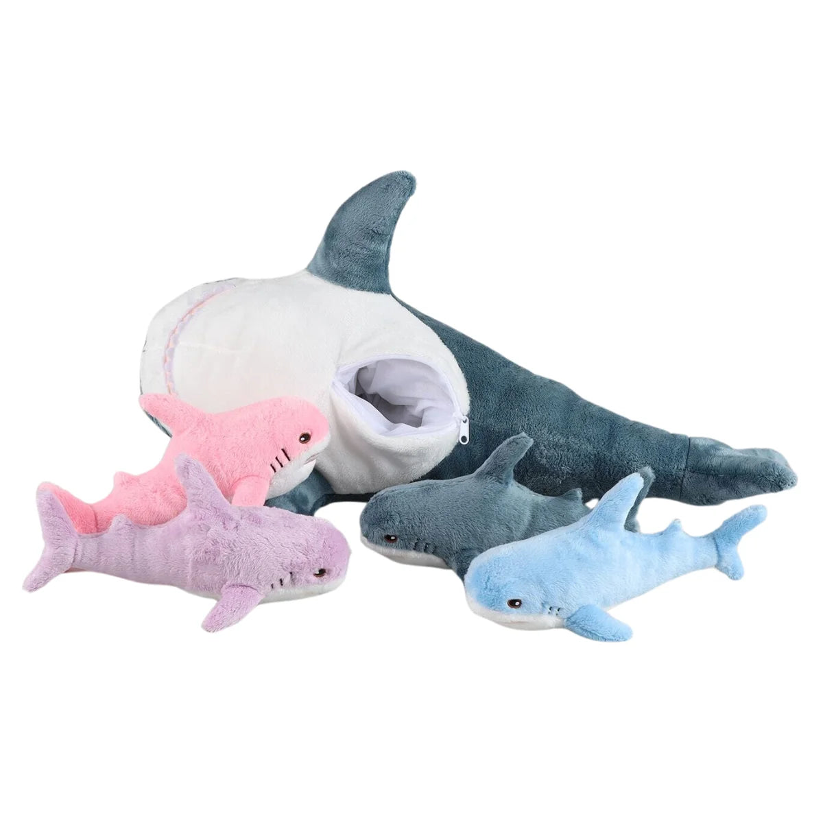 ふわふわ カラフル 親子サメのぬいぐるみ 5点セット