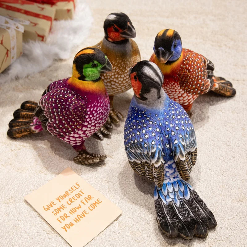 リアルなカラフル斑点模様 ゴジュケイ鳥のぬいぐるみ