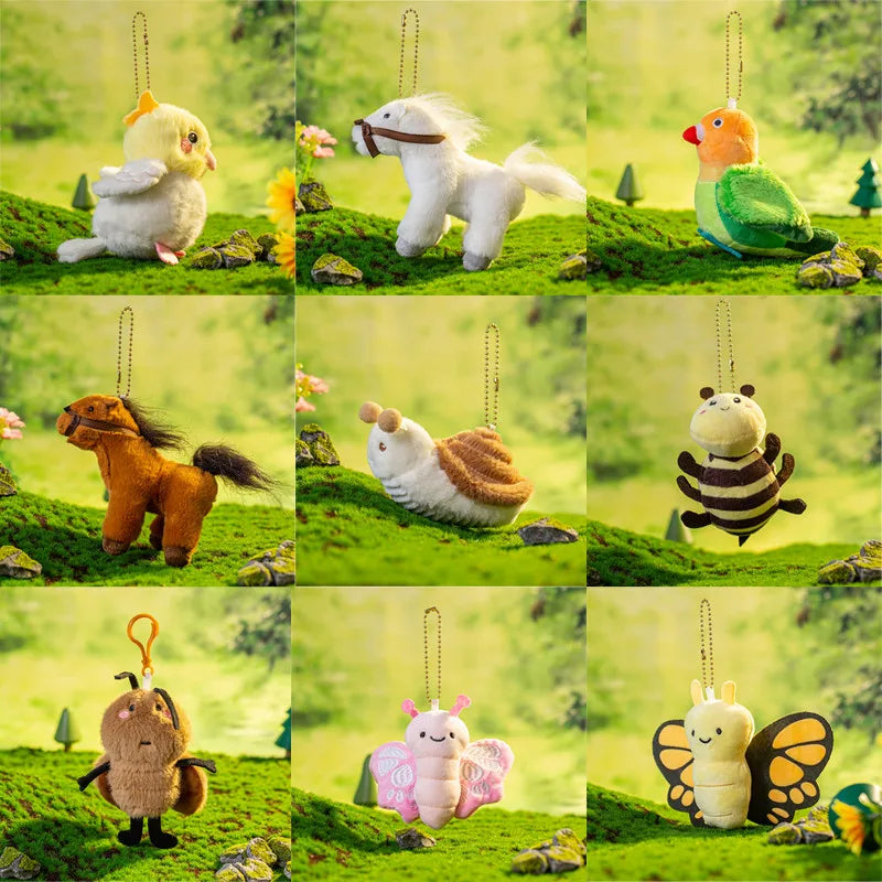 New Animal and Insect Plush Pendants Parrots, Butterflies, Bees, Horses, Cockroaches, Snails Plush Toy Backpack Pendant Kids Toy