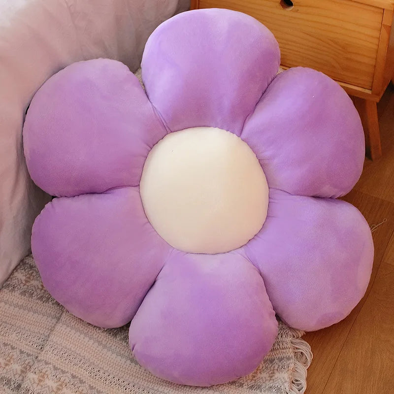 ふわふわ タイダイ柄 花形クッション
