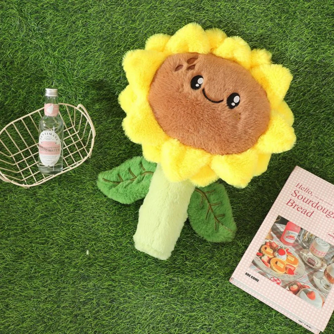 かわいい顔のふわふわひまわり鉢植えぬいぐるみ