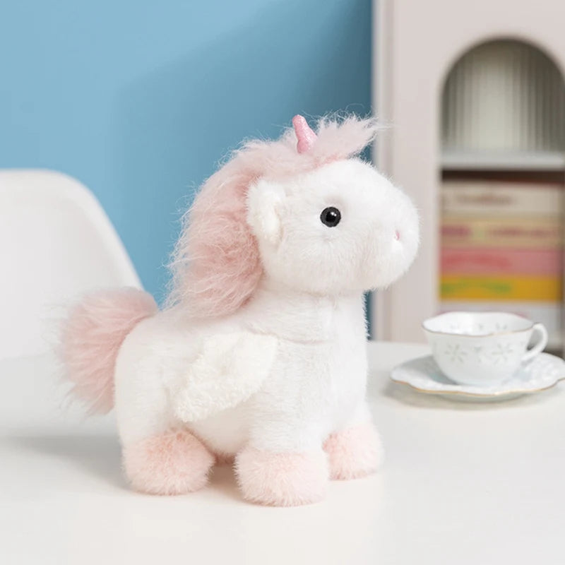 かわいい 白い 羽根付き ユニコーン ぬいぐるみ キラキラ角