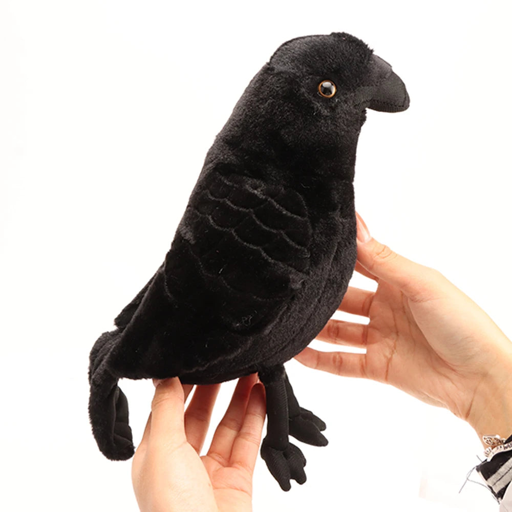 20cm Simulation Black Crow Plush Toys Soft Stuffed Animals Toys for All Ages Collectible Bird Plushies Birthday Halloween Gifts