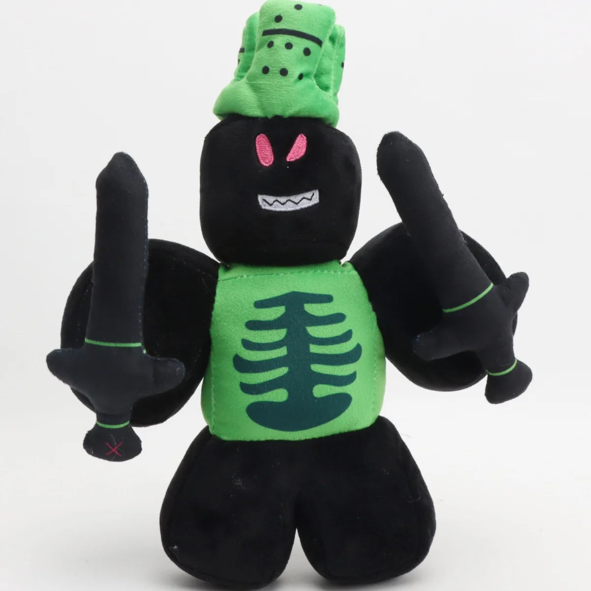 黒緑ツインソード骸骨キャラクターぬいぐるみ