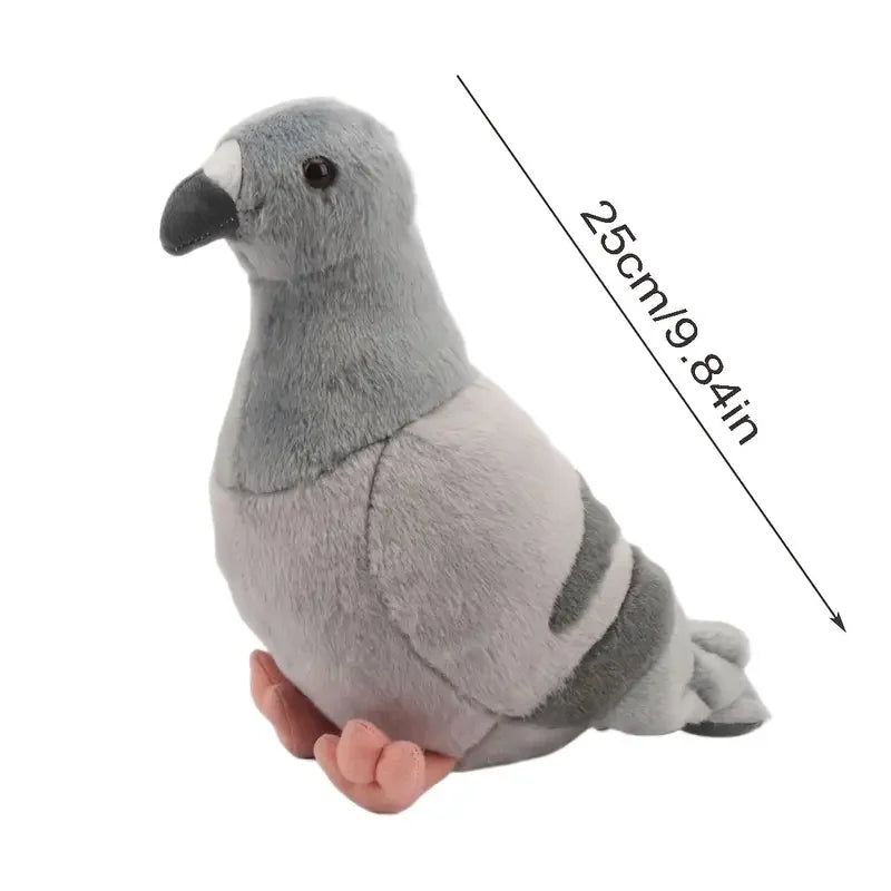 グレーのリアルな鳩のぬいぐるみ ふわふわ