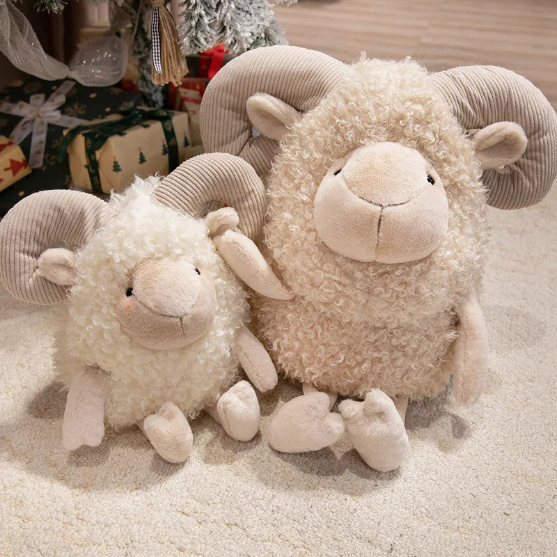 Cute Sheep Plush Toy Kawaii Stuffed Animal Soft Lamb Doll Fluffy Plushie Gift for Kids Baby Nursery Decor Birthday Christmas Gif