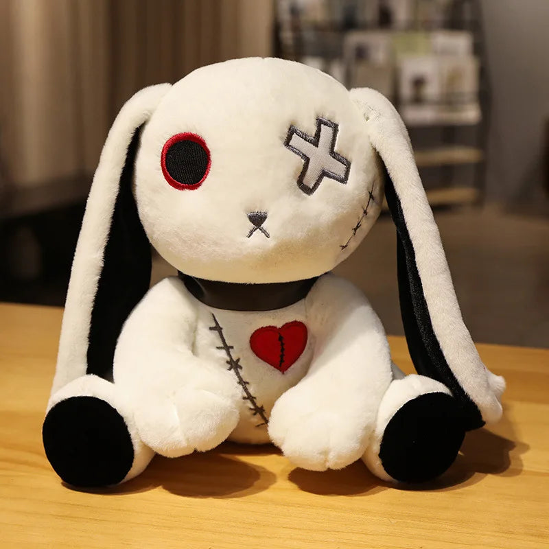 ゴシック風 バツ目 ステッチ 破れハート うさぎぬいぐるみ