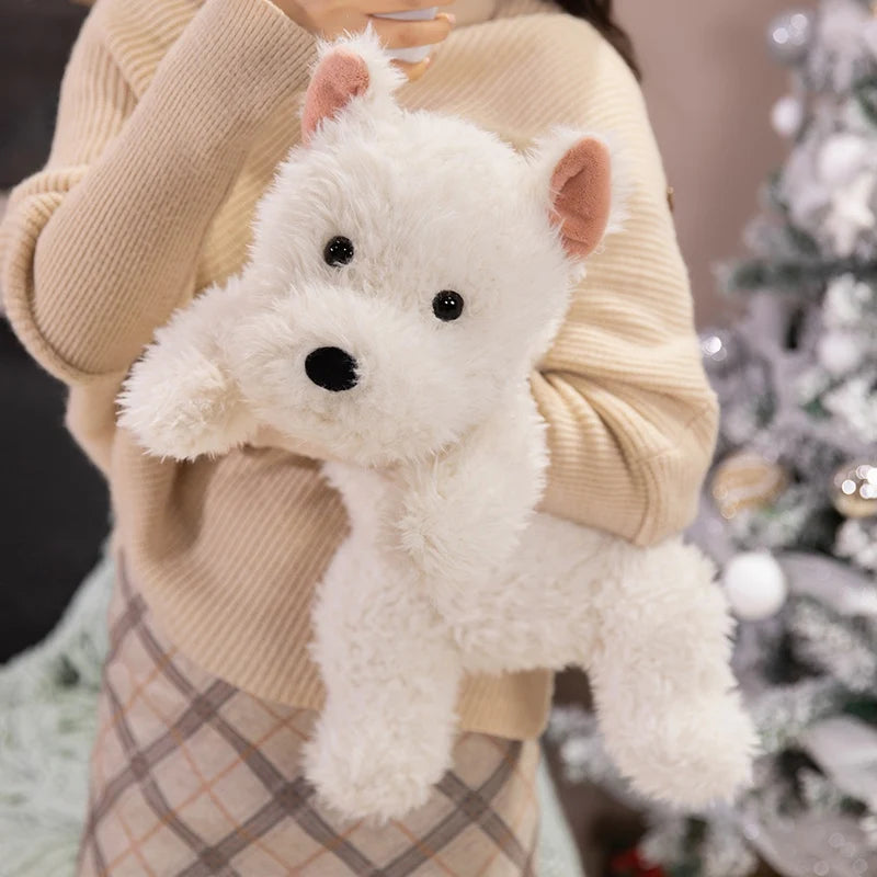 もこもこ 白い 仔犬 ぬいぐるみ 伏せ姿