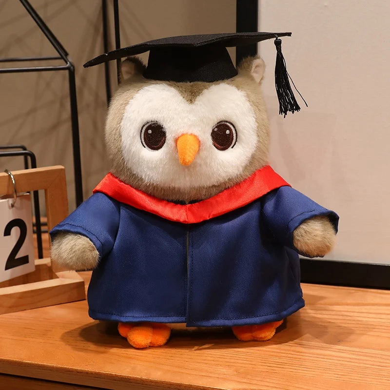 Cute Graduation Owl Plush Toy Stuffed Animal Soft Owl Doll with Cap Gown Plushie Gift for Kids Students Birthday Gift Decor