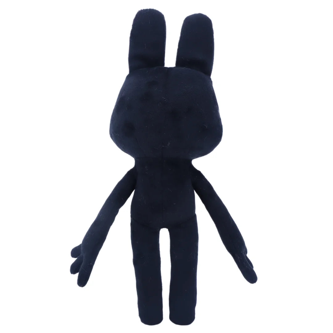 不気味かわいい黒いウサギの笑顔ぬいぐるみ