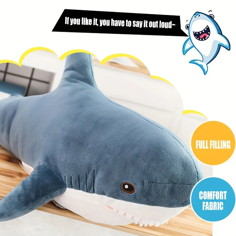 40/58cm Big Soft Simulation Cute Shark Plush Toy Kawaii Stuffed Kids Children Boys Girls Lovely Animal Pillow for Birthday Gifts