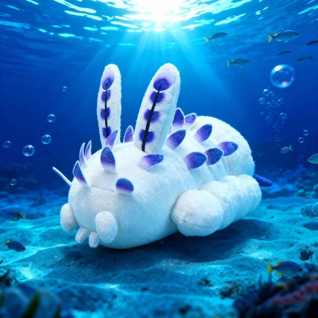 可愛い ふわふわ 海のウサギ ぬいぐるみ 白と紫