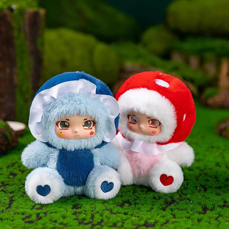 ふわふわ きのこ帽子 アニメ顔 ぬいぐるみ キーホルダー