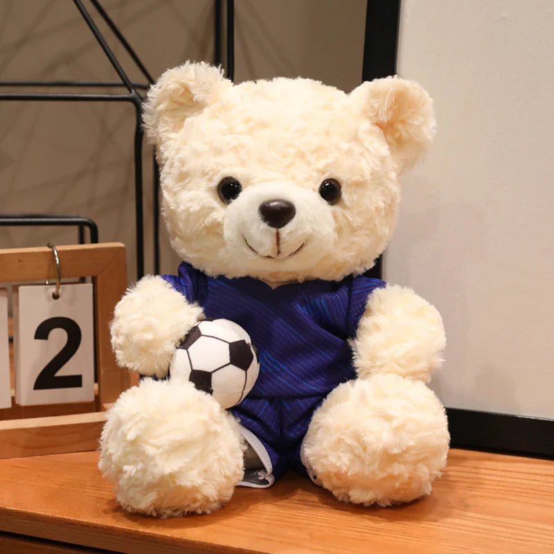 クリーム色のサッカー ドイツ代表 ユニフォーム テディベア ボール付き
