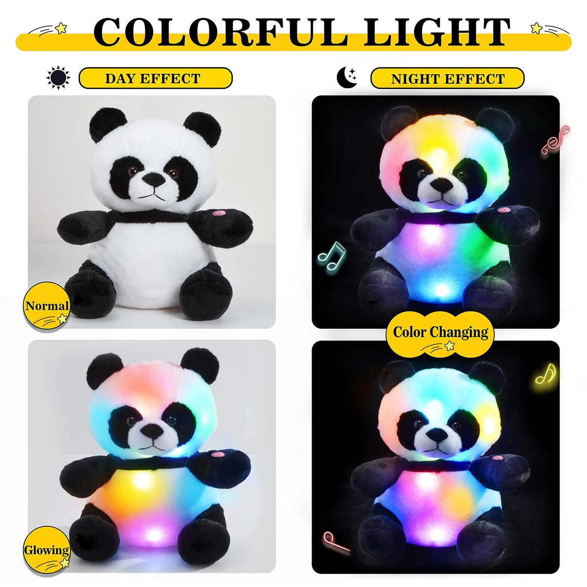 LED Panda Stuffed Animal Glow Soft Bear Plush Toys Light up in Dark Family Companion with Night Lights  Gift for Kids Christmas
