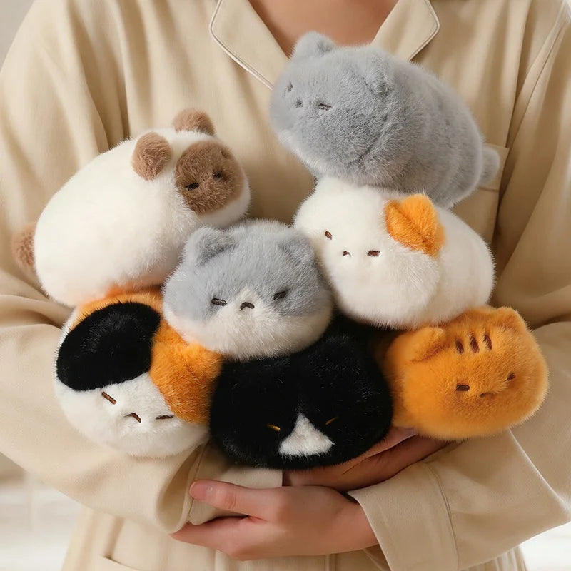 13cm Black Lying Cat Siamese Kitten Plush Toy Cartoon Lifelike Kitten Dolls Animal Artificial Touch Doll Kids Girls Birthday Gif
