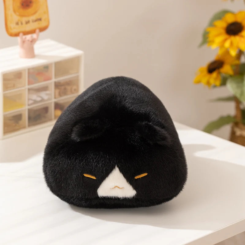 まん丸 もこもこ 眠り猫 ぬいぐるみ 三毛 黒 白