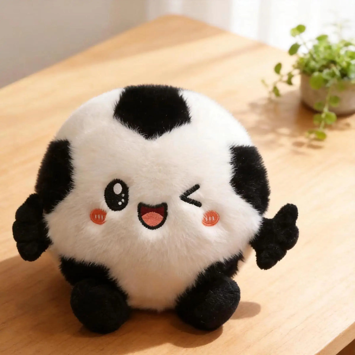 ウィンク顔 ふわふわ サッカーボール ぬいぐるみ