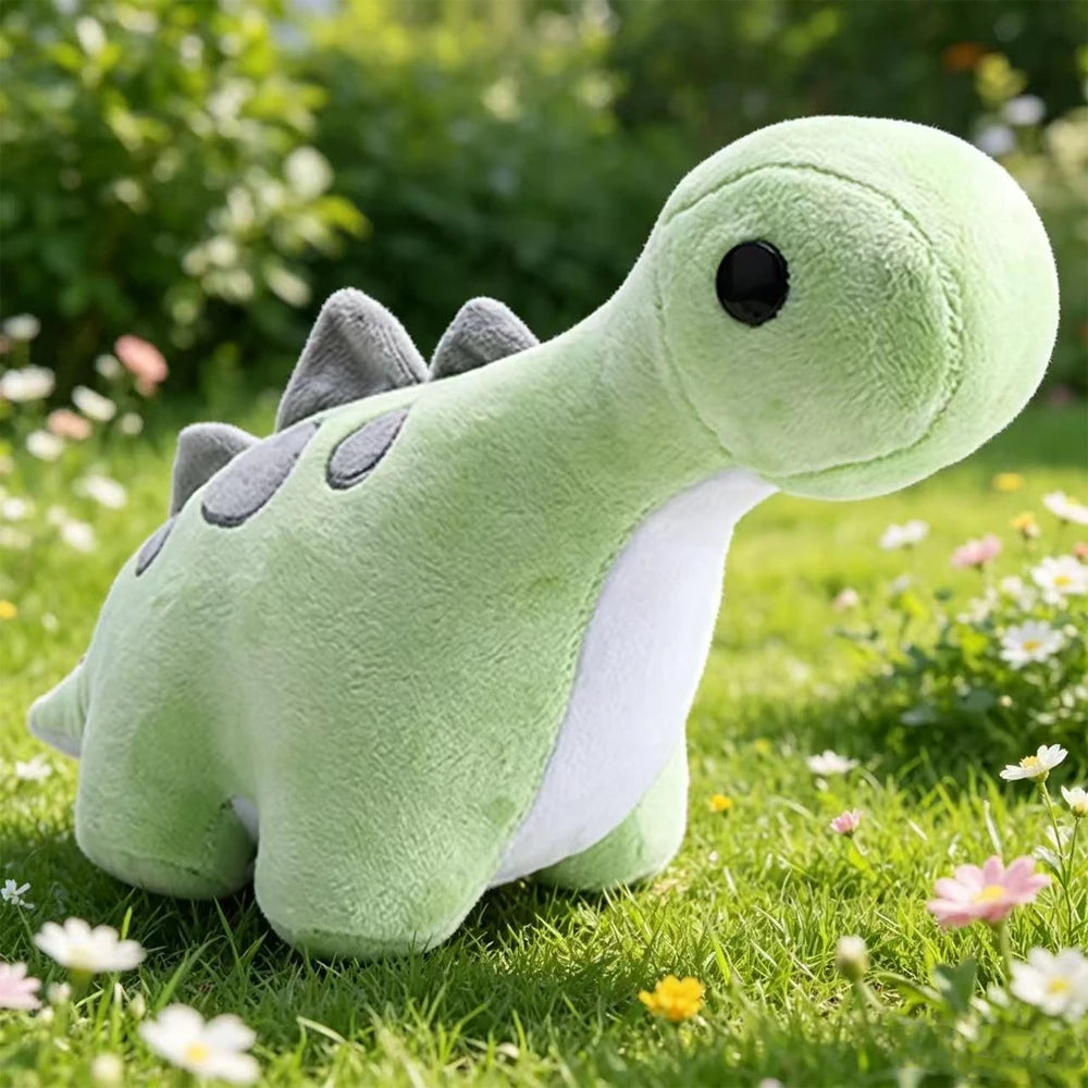 ふわふわ パステルグリーン 恐竜 ぬいぐるみ 背中の模様付き
