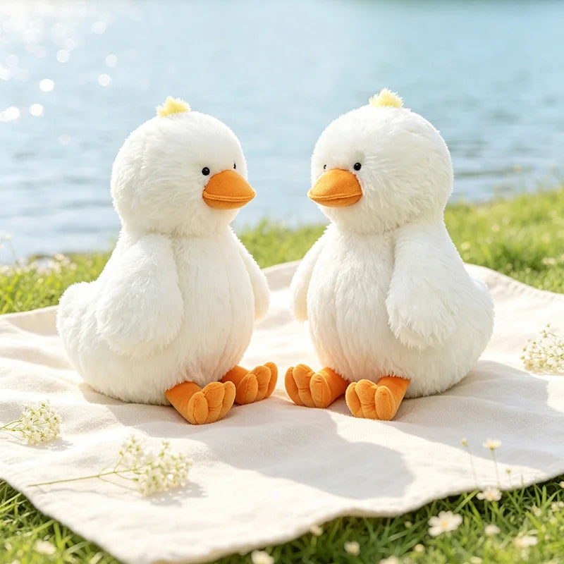 New 35-50cm Simulation Cute Fluffly Hair White Yellow Duck Plush Toys Soft Stuffed Animal Cartoon Pillow Kawaii Room Decor Gifts