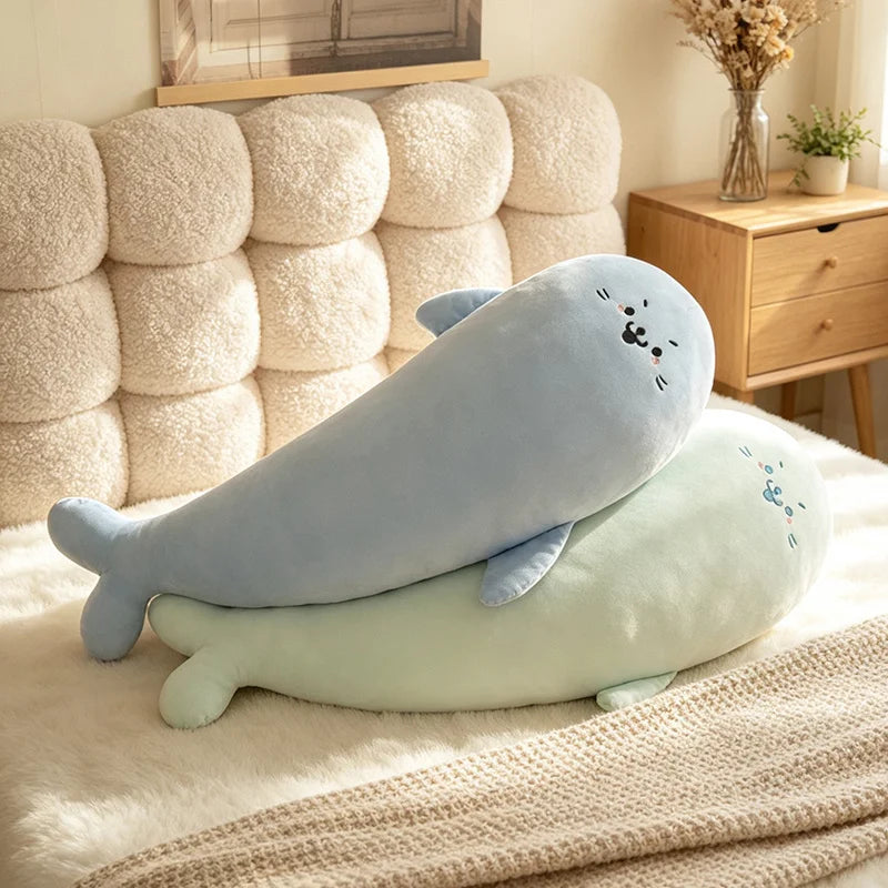 130CM Big Soft Simulation Cute Seal Ice Silk Plush Toys Kawaii Stuffed Lovely Children Animal Pillow for Birthday Gifts