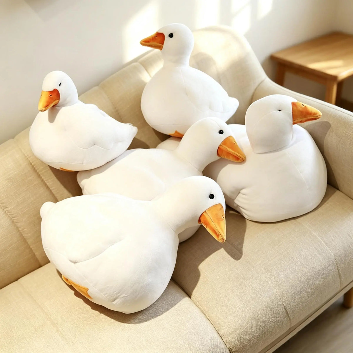 癒し の もちもち 白い アヒル ぬいぐるみ