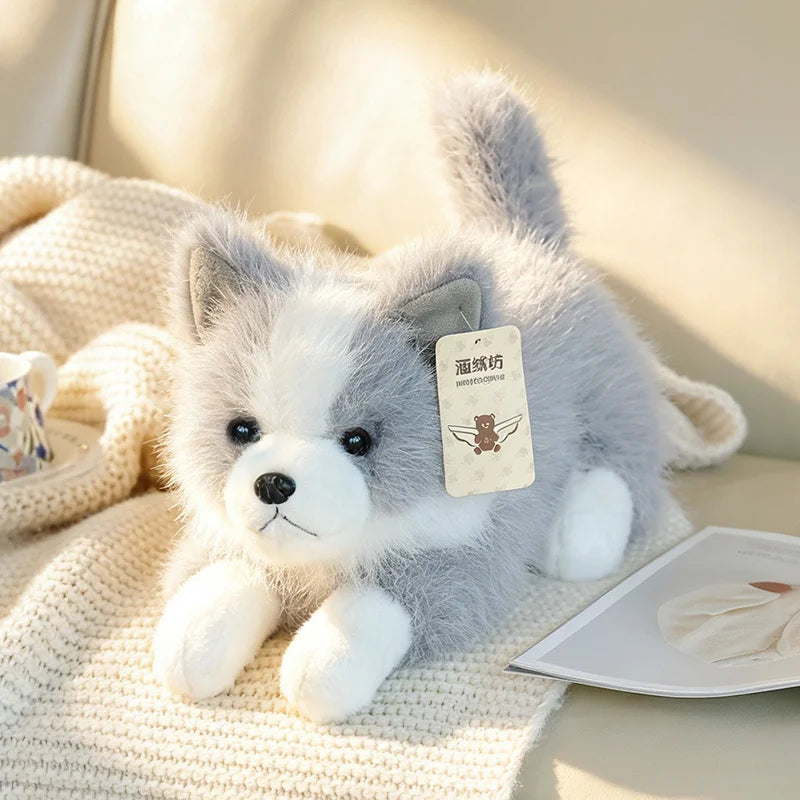 3color Lifelike Border Collie Plushie Premium Simulation Dog Toy Soft Fluffy Furry Puppy Stuffed Animal Cute Gift
