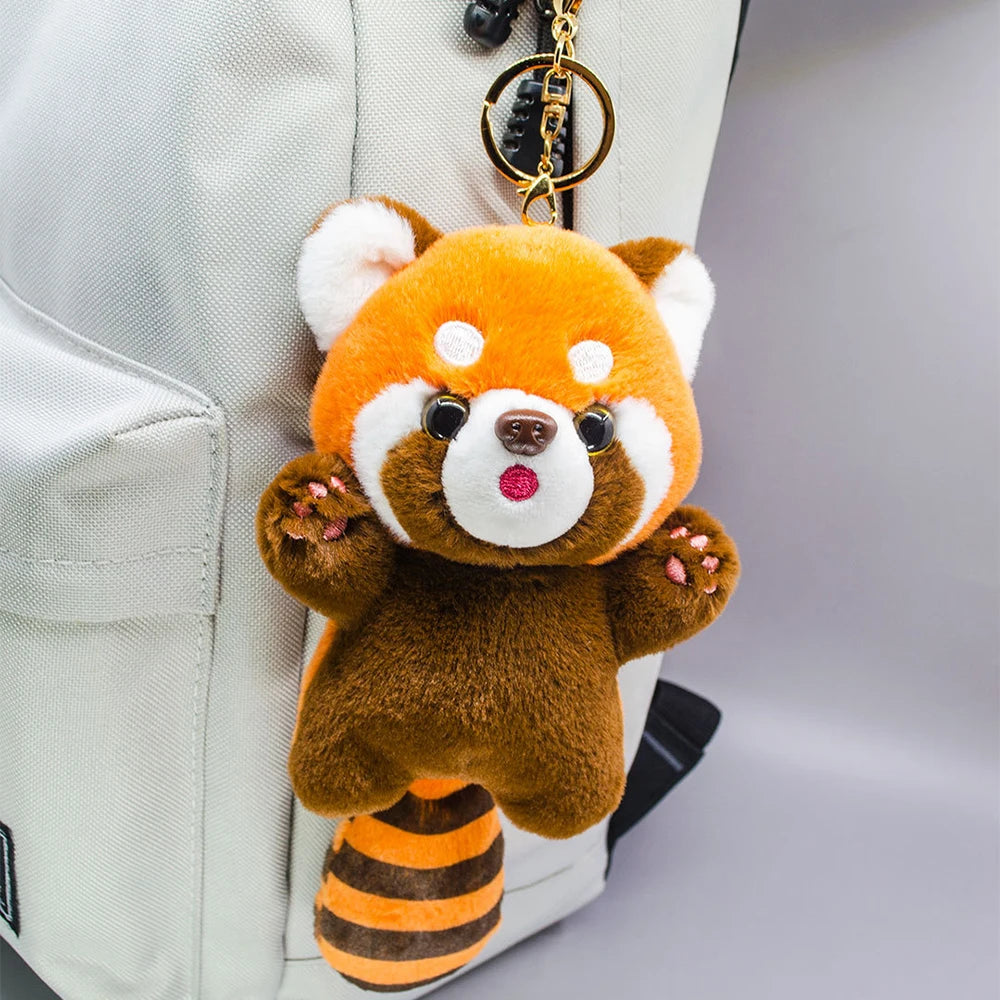 Cute Cartoon Red Panda Plush Toys Pendant Little Raccoon Doll Keychain Doll Playground Raccoon Stuffed Backpack Decor Gifts Kids