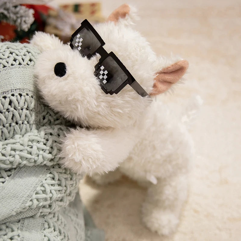 42cm Kawaii Fluffy Hair West Highland Dog White Terrier Plushie Soft Puppy Plush Toy Stuffed Lifelike Animal Appease Doll Pillow