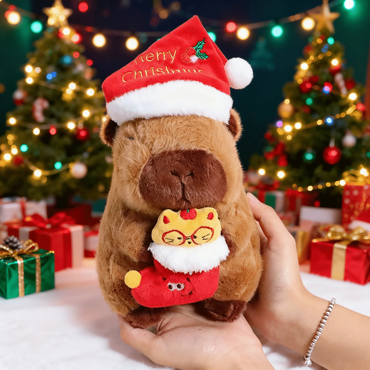 20cm Cute Christmas Gingerbread Man Capybara Plush Toy Christmas Tree Capybara Hug snowman Capybara Doll Christmas Gift For Kids