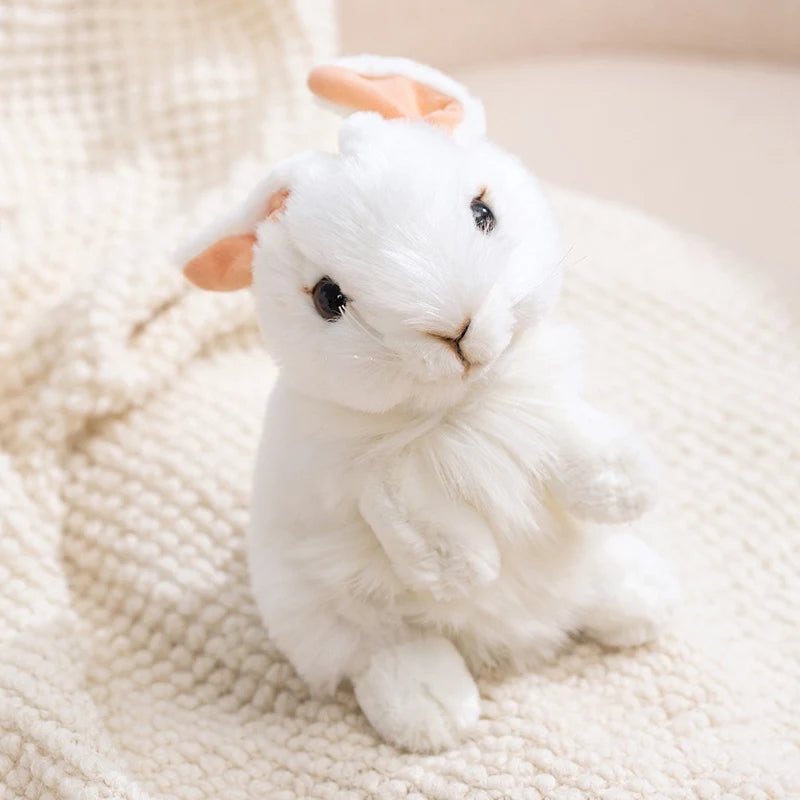 リアルな ふわふわ 白うさぎのぬいぐるみ 立ち姿