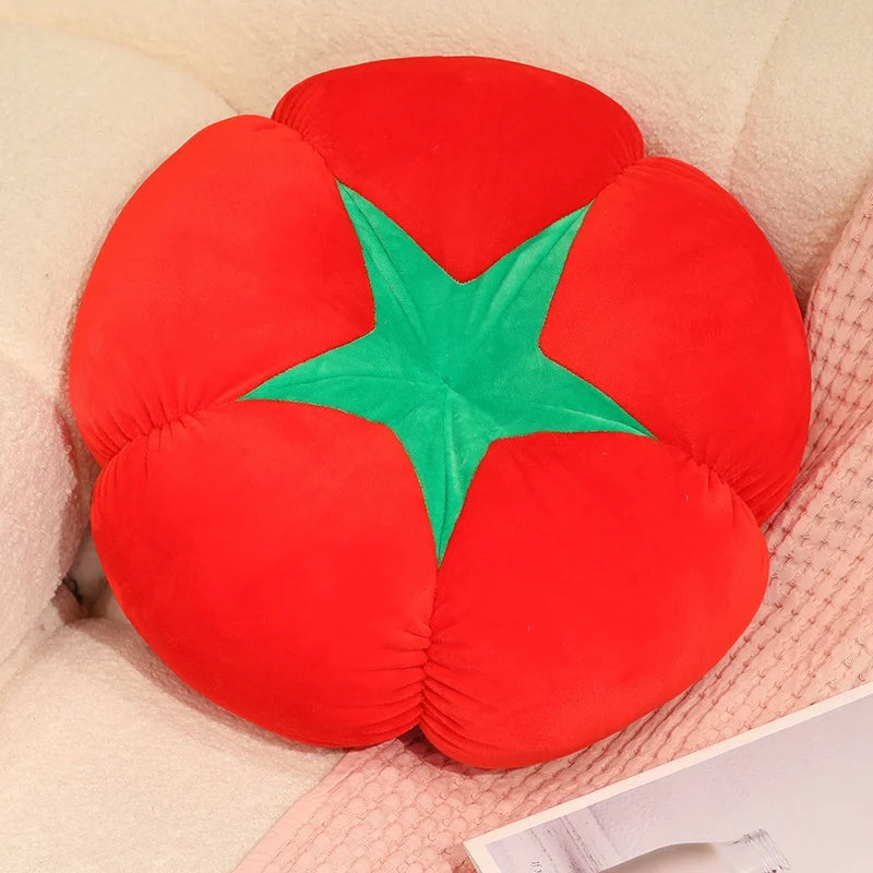 25/45cm Thickened Cushion with Tomato-Shaped Pillow Vegetable Mushroom Persimmon Round Cushion Pad for Window Seat Pillows