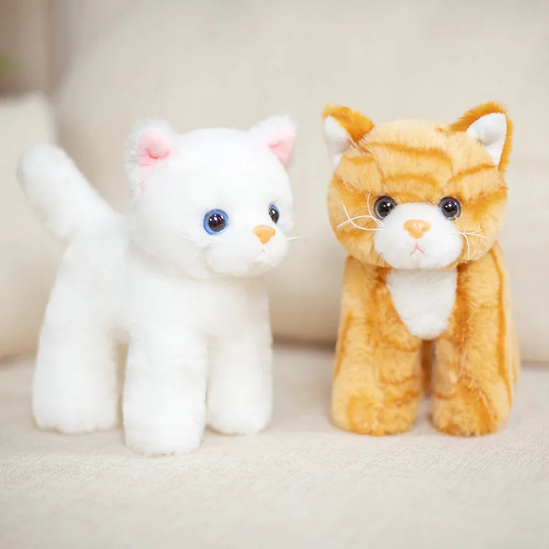 愛らしいふわふわ子猫 ぬいぐるみ 青い目の白猫
