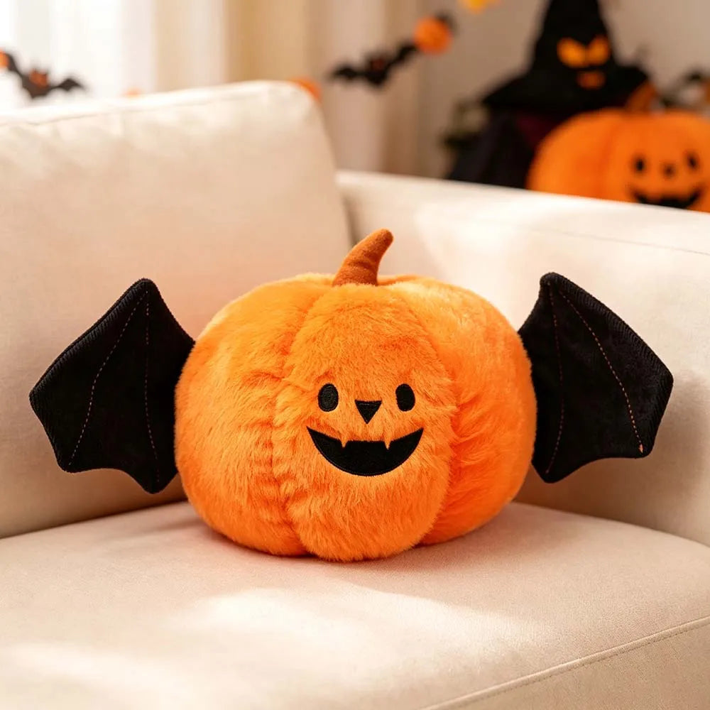 20cm Halloween Pumpkin Plush Toy Stuffed Cartoon Holiday Gift Cute Doll Bat Pumpkin Tricking Pops Festival Decor Gifts