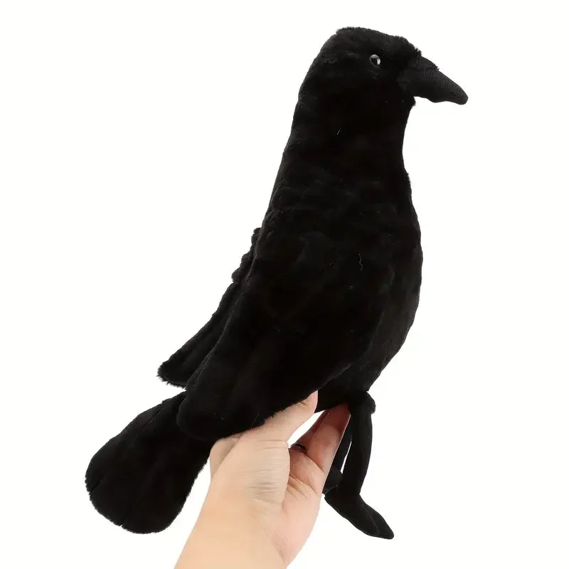 リアルな黒いカラスのぬいぐるみ オブジェ