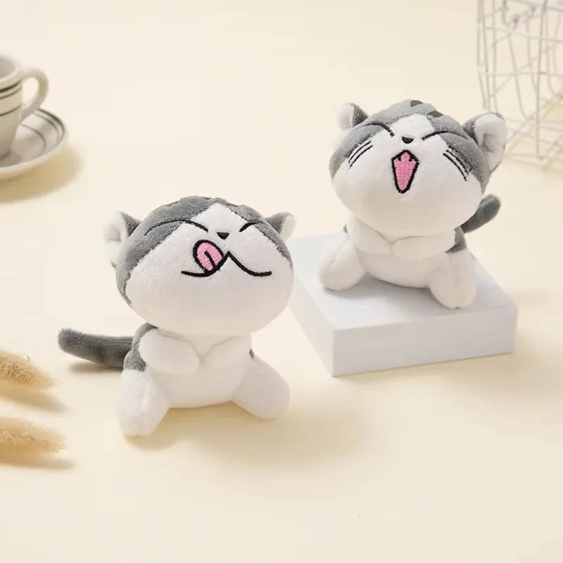 10cm Mini Cute Cat Plush Stuffed Kitten Key Chain Plush Toys Animal Stuffed Sitting Doll Key Ring Chain Pendant Toy Kids Gift
