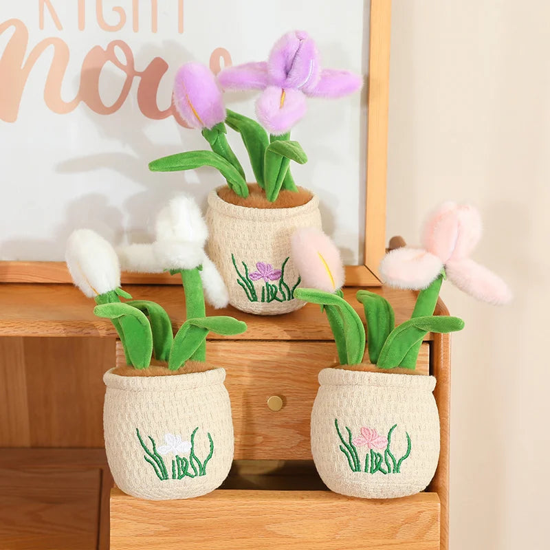 ぬいぐるみ ふわふわ パステル チューリップ 鉢植え ニット刺繍