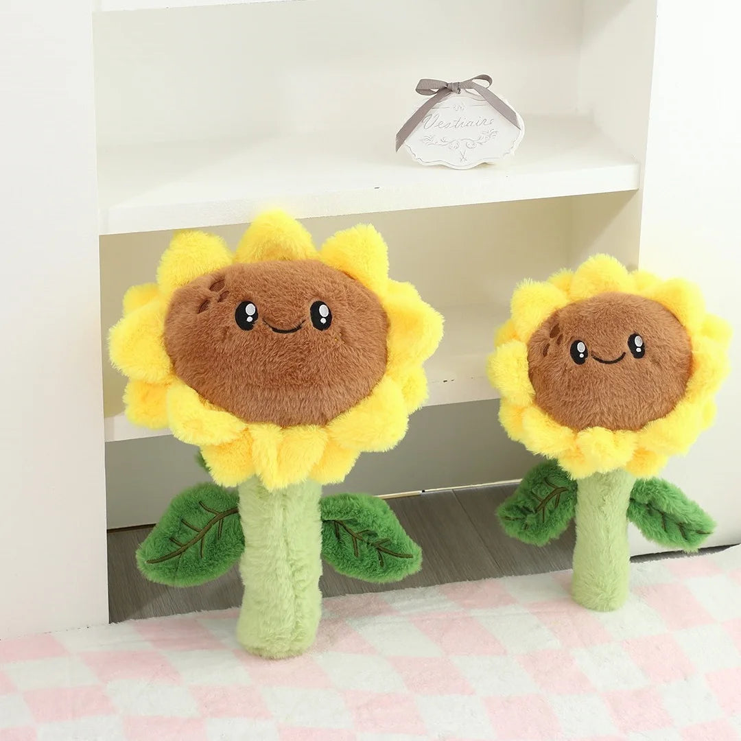かわいい顔のふわふわひまわり鉢植えぬいぐるみ