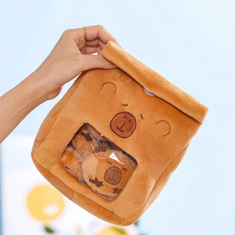 Cartoon A Bag of Capybara Snacks Doll Adorable Stuffed Capibara Doll Snack Bag Plush Toys Creative Pudding Bag Kawaii Kids Gifts