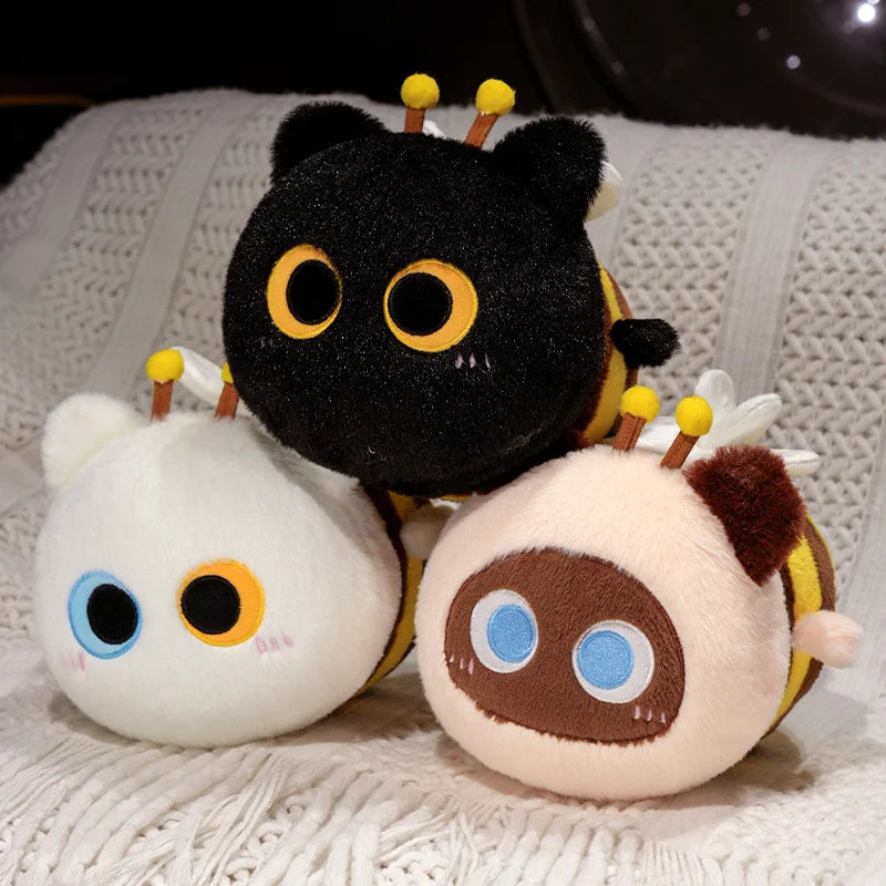 ふわふわの黒と黄色のハチ ぬいぐるみバッグ
