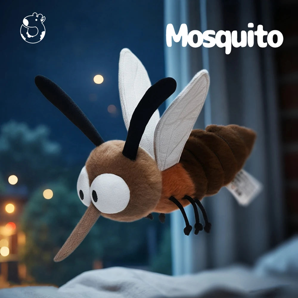 25cm Cute Summer Mosquito Plush Toys Cute Stuffed Bug with Angry Face Fluffy Mosquito Dolls Room Decor Children Birthday Gifts