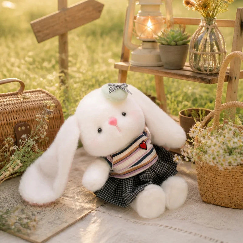 23cm Cute Rabbit Plush Toy Stuffed Animal Bunny Soft Doll Sleep Hug Pillow Kawaii Rabbit with Dress Gift for Girls
