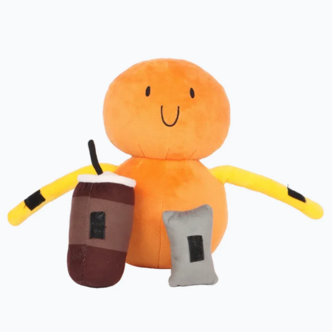 ノムノム オレンジ ぬいぐるみ コーヒーカップとスマホ付き